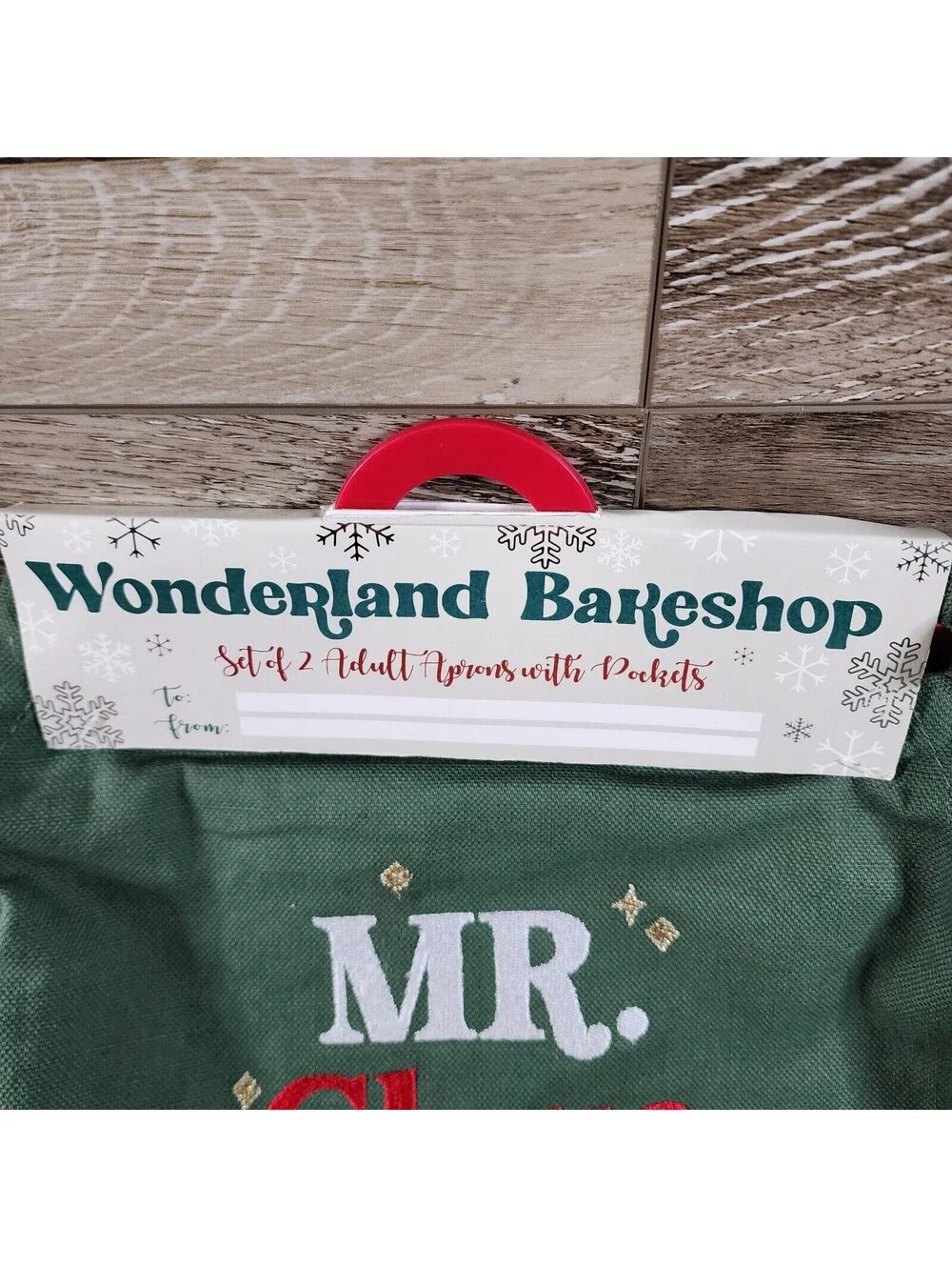Set of 2 Christmas Aprons - Mr. & Mrs. Claus - Wonderland Bakeshop - NWOT